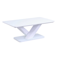 Rafael Modern Glass and Steel Coffee Sofa Table in White Gloss 110cm Wide