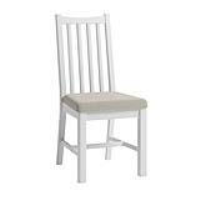 Industrial Wooden White Painted Grey Fabric Upholstered Dining Room Chair 91 x 39cm