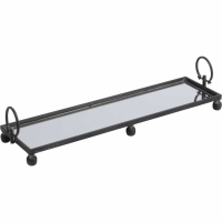 Black Metal Industrial Display Tray With Mirrored Base Small