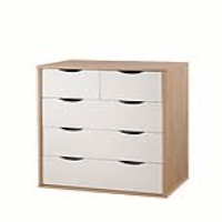 Simple Modern Oak and White 2 Over 3 Chest of 5 Drawers Cut Out Handles 78 x 60cm
