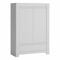 Modern Trending White 2 Door 1 Drawer Storage Cabinet With Recessed Handles 133x92cm