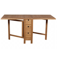 Solid Oak Gate Leg Multi Purpose Extending Dining Table with 3 Drawers