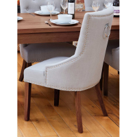 Walnut Accent Narrow Back Upholstered Dining Chair Grey (Pack Of Two)