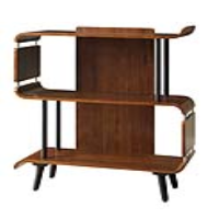 Industrial Bookcase with 3 Walnut Mango Wood Shelves in Stylish Curvy Frame 98.6x80cm