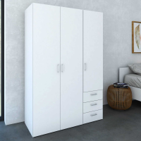 Modern Simple White 3 Door Triple Bedroom Wardrobe With Metal Handles 175.4 x 115.8cm