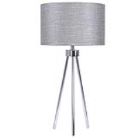 Value Medium 68cm Chrome Tripod Table Lamp With Grey Linen Shade