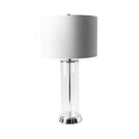 77cm Glass And Metal Table Lamp With White Linen Shade