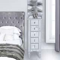Silver Trim 5 Drawer Tallboy Cabinet
