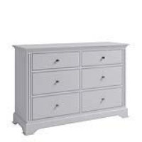 Modern Style Grey Painted 6 Drawer Bedroom Chest With Pewter Knobs 78 x 115cm