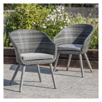 Grey Rattan Outdoor Occasional Garden Tub Dining Chair with Grey Cushions