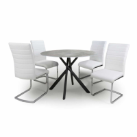 Avesta Grey and 4 Callisto White Dining Set