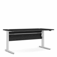 Retro Black Woodgrain Top Office Desk With White Height Adjustable Legs 75.2x150.1cm