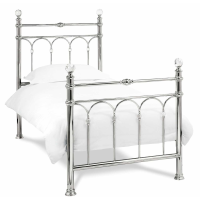 Krystal Shiny Nickel Metal Bedstead 3ft Single 90cm Traditional With Crystal Detailing