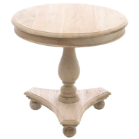Low Round Solid Wood Occasional Wine Table With Bun Feet