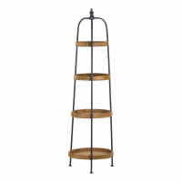 Industrial Style Round Metal Wood Display Shelf Loft Collection