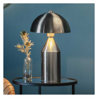 Shabby Chic Brushed Nickel Finish Metal Lighting Table Lamp Dome Shade 41 x 25cm