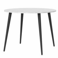 Small Round 100cm 4 Seater Dining Table in White and Black Matt Retro Modern