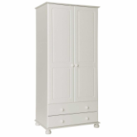 Copenhagen White Painted 2 Door 2 Drawer Bedroom Wardrobe 185cm Tall