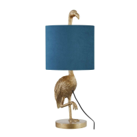 Florence The Flamingo Gold Table Lamp With Teal Velvet Shade