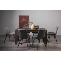 Turin 6 To 8 Seater Extending Dining Table And Fontana 6 Grey Velvet Chairs Dining Set