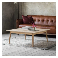 Large 100cm Square Light Oak Coffee Table Chevron Scandinavian Design