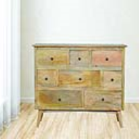 Nordic Style Mango Wood And Brass 8 Drawer Bedroom Chest With Knockdown Legs 80 x 100cm