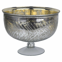 The Lustre Silver Glass Decorative Extra Large Footed Bowl