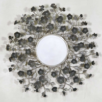 Floral Metal Framed Round Wall Mirror