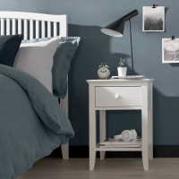Modern White Painted 1 Drawer Nightstand Bedside Cabinet Side Lamp Table