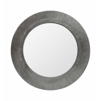 Modern Round Wall Mirror Antique Nickel Satin Finish Threaded Frame 80cm Diameter