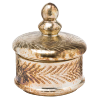 Antique Small Glass Made Burnished Silver Finish Decorative Trinket Jar 16x14cm