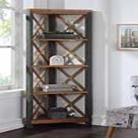 Urban Elegance Reclaimed Wood 180cm Tall Large Narrow Corner Open Bookcase