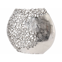 Apo Coral Ellipse Silver Finish Aluminium Vase Shoreline Inspired 47x12x39.5cm