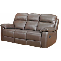 Aston Modern Style Brown Leather Upholstered 3 Seater Fixed Sofa 100x197cm