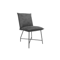 Lukas Industrial Grey Fabric Kitchen Dining Chair Matt Black Legs 88x51x64cm