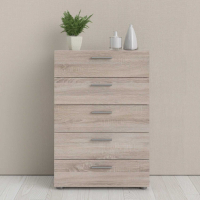 Modern Wooden Bedroom Storage Chest of 5 Drawers in Truffle Oak Finish