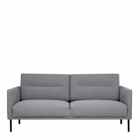 Modern Medium 2.5 Seater Sofa Fabric Pale Grey Upholstery on Black Metal Legs