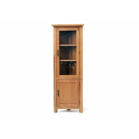 Hampshire Natural Solid Oak Glazed 2 Door 2 Shelf Corner Display Cabinet 190x69cm