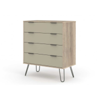 Traditional Wide Calico Finish Driftwood 4 Pull Up Drawer Bedroom Chest 90.3x76.5cm