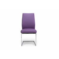 Modern Purple Leather Cantilever Dining Chair Chrome Frame Legs