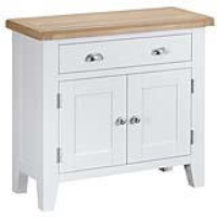 Modern Style White Painted Small 1 Drawer 2 Door Living Room Sideboard Buffet With Lime Washed Oak Top