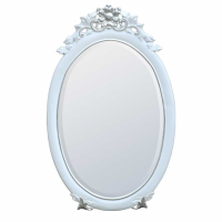 Rococo Style White Silver Gloss Painted Oval Decorative Wall Mirror