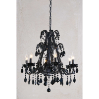 Marie Therese Black Chandelier, Black Crystal 6 Arm