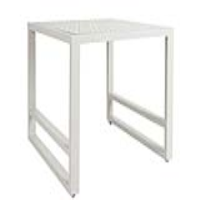 White Outdoor Garden Square Side Table Metal Frame Patterned Glass Top