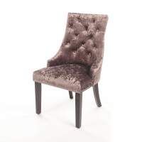 Crushed Velvet Dark Oak Leg Dining Chair With Knocker