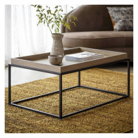 Modern Tray Top Coffee Table Grey Finished Oak Wood Metal Frame