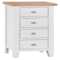 Modern Style Oak Wood White Painted Narrow 4 Drawer Bedroom Chest 100 x 55cm