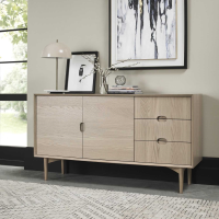 Scandi Light Oak Large Sideboard 2 Doors 3 Drawers 155cm Wide