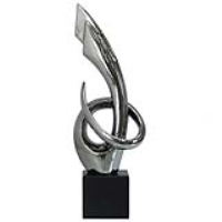 52cm Silver Abstract Sculpture On Black Stand