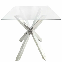 Modern Glass Crisscross Chrome Base Glass End Side Table